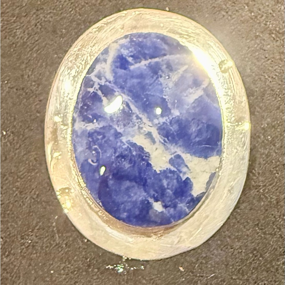Sterling silver and blue agate stone pendant